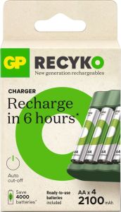 GP Batterijlader USB 3H met 4x2100mA AA batterij
