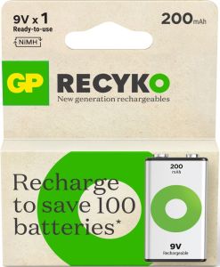GP NiMH oplaadbare batterij E 9V 200mA blister(1)