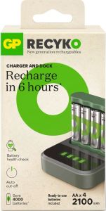 GP Batterijlader USB 6H met 4x2100mA AA batterij + Dock