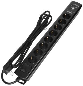 Overspanningbeveiliger 8-voudig 3m +2x USB zwart