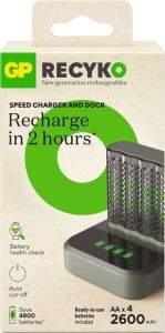 GP Batterijlader USB 2H met 4x2600mA AA batterij + Dock