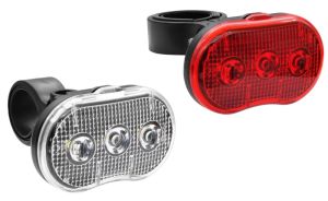 LED fietslampset 2 delig rood/wit met reflector