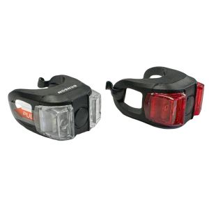 LED fietslampset 2 delig silicone rood/wit