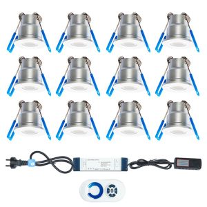 LED Veranda inbouwspots set a12 3W 2700K IP65 zilver