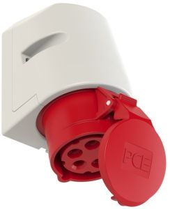 CEE 5P/16A/400V opbouw wcd rood