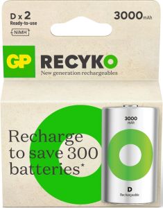 GP NiMH oplaadbare batterij D 3000mA blister(2)