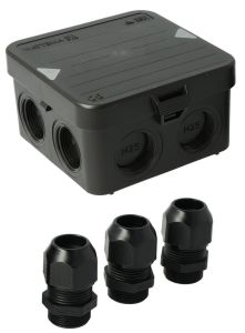 Kabeldoos Attema AK1 + 3 wartels M25 IP65 zwart