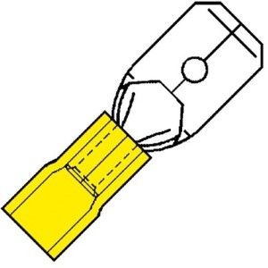 Kabelschoen vlaksteker male geel 6.3mm