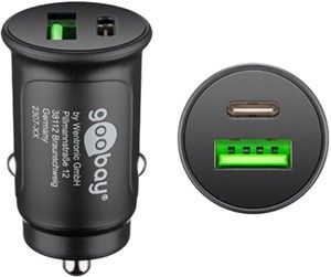 USB autolader USB-C  en USB-A 12V-24V 3A zwart