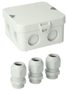Kabeldoos Attema AK1 + 3 wartels M25 IP65 grijs