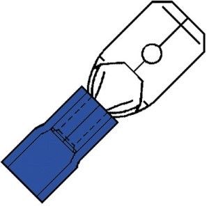 Kabelschoen vlaksteker male blauw 6.3mm