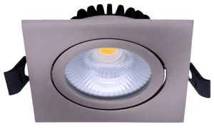 LED inbouwspot 6W 2700K 85mm 60gr vierkant verstelbaar geschuurd staal