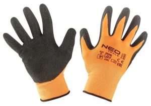 Werkhandschoen polyester met gekreukte latex coating M9