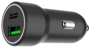 USB + USB-C autolader 20W zwart