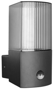 Wandlamp E27 gebogen antraciet IP54 + sensor
