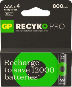 GP NiMH oplaadbare batterij AAA 800mA blister(4)