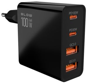 USB 2x + 2x USB-C snellader 100W zwart