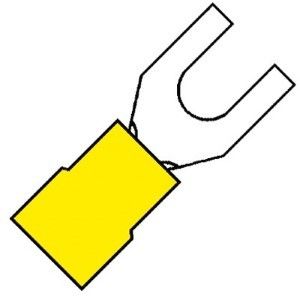 Kabelschoen vork geel 6.4mm