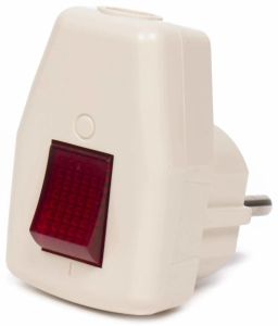 Randaarde stekker met schakelaar en controlelamp creme