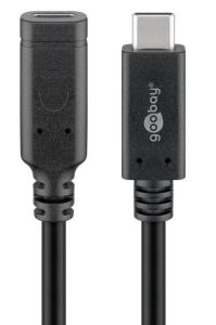 USB-C male - USB-C female verlengkabel 1m zwart