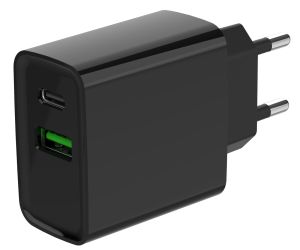 USB + USB-C snellader 20W zwart