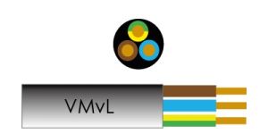 Kabel H05VV-F VMVL rond 3x1,5qmm zwart