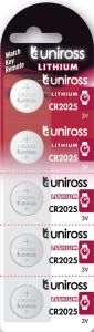 Uniross CR2025 lithium knoopcel batterij 3V blister(5)