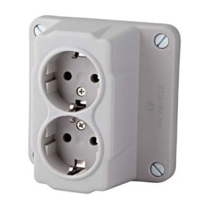 Deksel met dubbel stopcontact RA voor kabeldoos grijs POWER