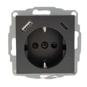 Kopp HK07 antraciet inbouw stopcontact wcd RA + USB +USB-C