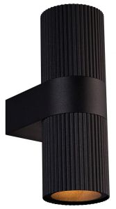 Wandlamp Kyklop Ripple rond 2x GU10 zwart IP54