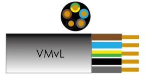 Kabel H05VV-F VMVL rond 5x1,5qmm wit