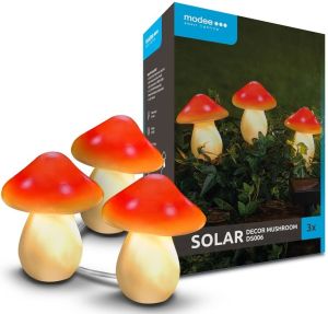 LED Solar deco set 3x paddenstoel 2m snoer