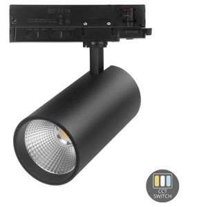 LED railspot 3-fase zwart multi instelbaar 10-30W 3CCT