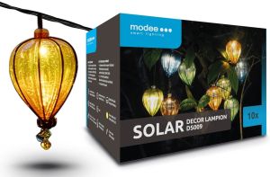 LED Solar feestverlichting set 10x lampion gekleurd 4,9m