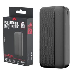 Powerbank 20.000mA zwart USB + USB-C 20W QC
