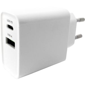 USB + USB-C snellader 20W wit