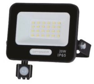 LED Bouwlamp 20W 6000K zwart + sensor