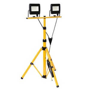 LED Bouwlampen 2x30W op tripod statief 4000K IP65 geel