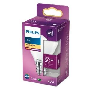 Philips LED kogel E14 6,5-60W 2700K filament mat blister