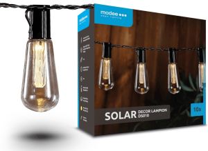 LED Solar feestverlichting set 10x filament 4,7m snoer