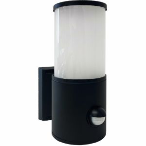 Wandlamp E27 rond zwart IP54 + sensor