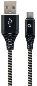 USB-C laadkabel 1m omvlochten zwart - wit