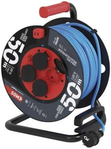 Kabelhaspel H05 3x1,5qmm 50m zwart/blauw IP44