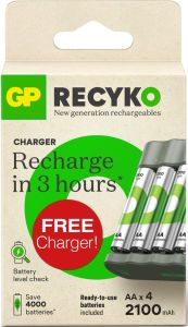 GP Batterijlader USB 3H met 4x2100mA AA batterij - PROMO