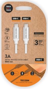 USB-C - USB-C laadkabel 1m wit nylon