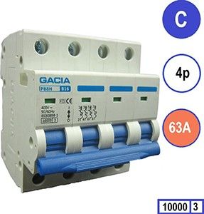 Installatieautomaat 63A C kar 4p GACIA