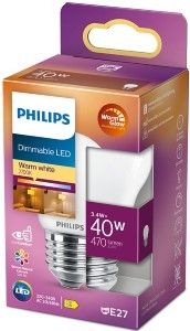 Philips LED kogel E27 3,4-40W filament mat WarmGlow blister