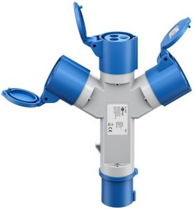 CEE adapter CEE stekker naar 3x CEE contra stekker