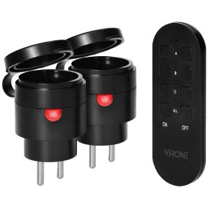 Basisset draadloos schakelen 2x mini ontvangers+AB zwart IP44
