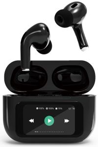 Bluetooth draadloze earbuds + LCD oplaadcase zwart